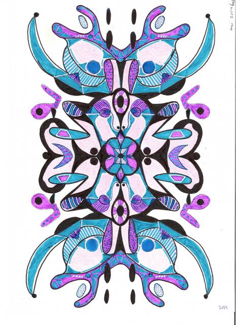 roze en blauw